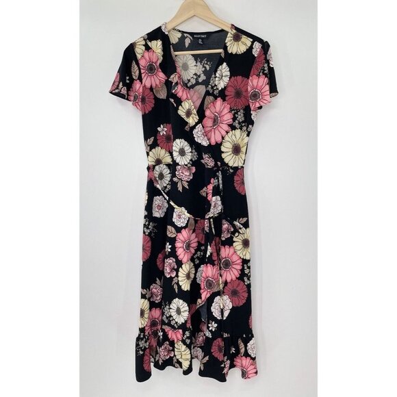 Ellen Tracy‎ Women’s Floral Faux Wrap Tie Slinky Knit Size Small - Picture 1 of 10